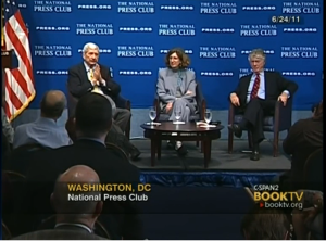 Deborah-Kalb-with-her-father-and-coauthor-Marvin-Kalb-discussing-thier-book-Haunting-Legacy-with-Ted-Koppel-on-Book-TV-2011