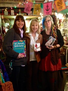 Literary agent Jeanie Loiacono, author Kathleen M. Rodgers and artist Sharen Chatterton, owner of Gypy Muse, Grapevine, TX