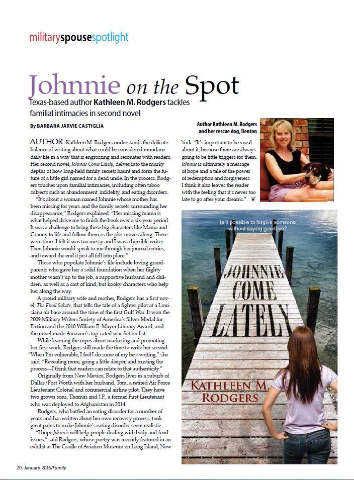 Johnnie On the Spot in Family Magazine Jan. 2016 issue